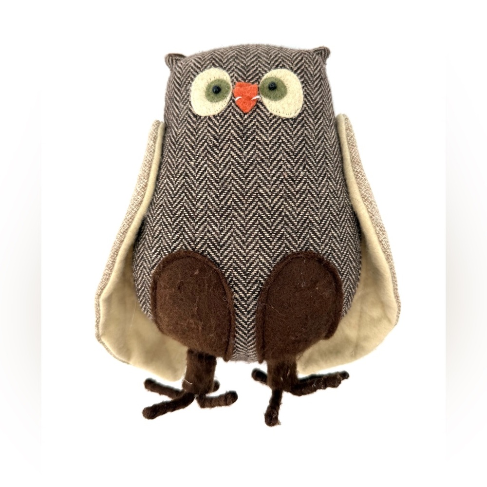 Brown and Cream Tweed Owl Harvest Fall Halloween Plush
